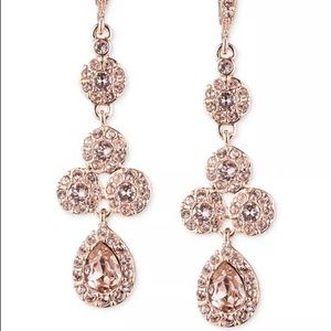 Givenchy Rose Gold Crystal Element Linear Drop Earrings - NEW